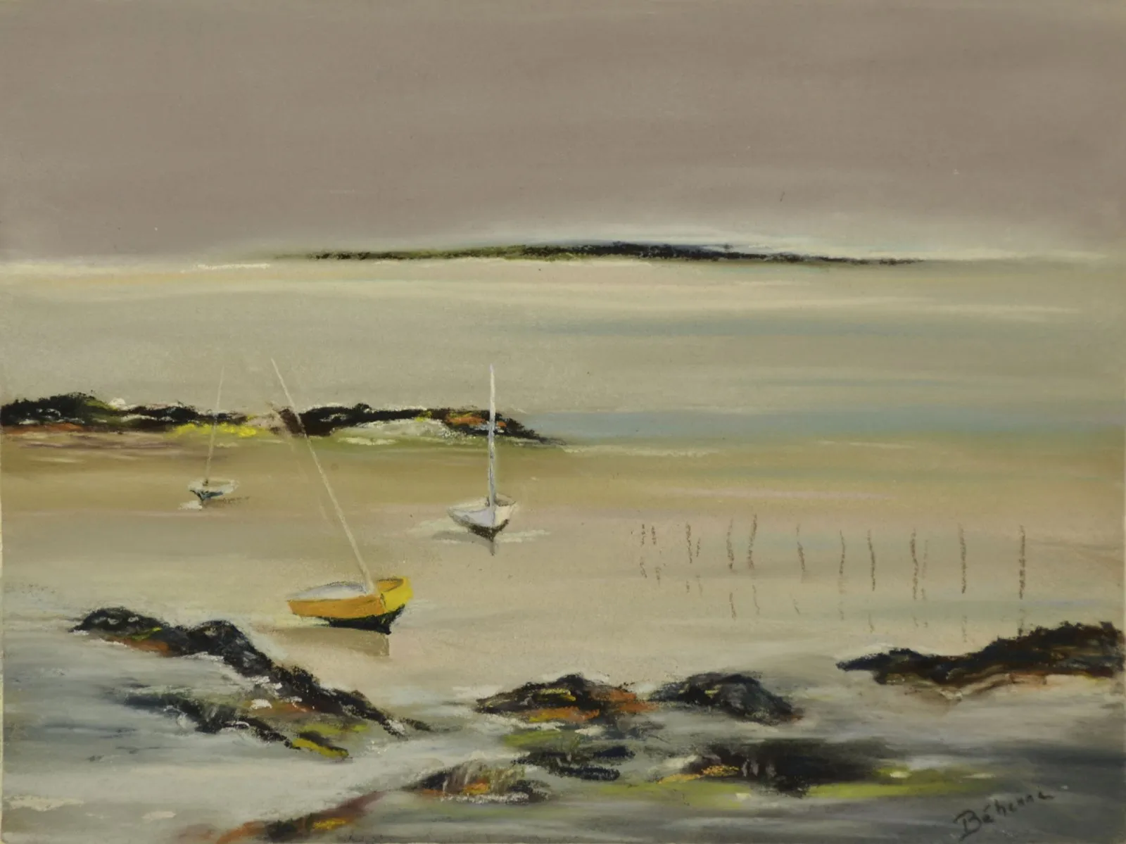 A marée basse, pastel de Béhenne