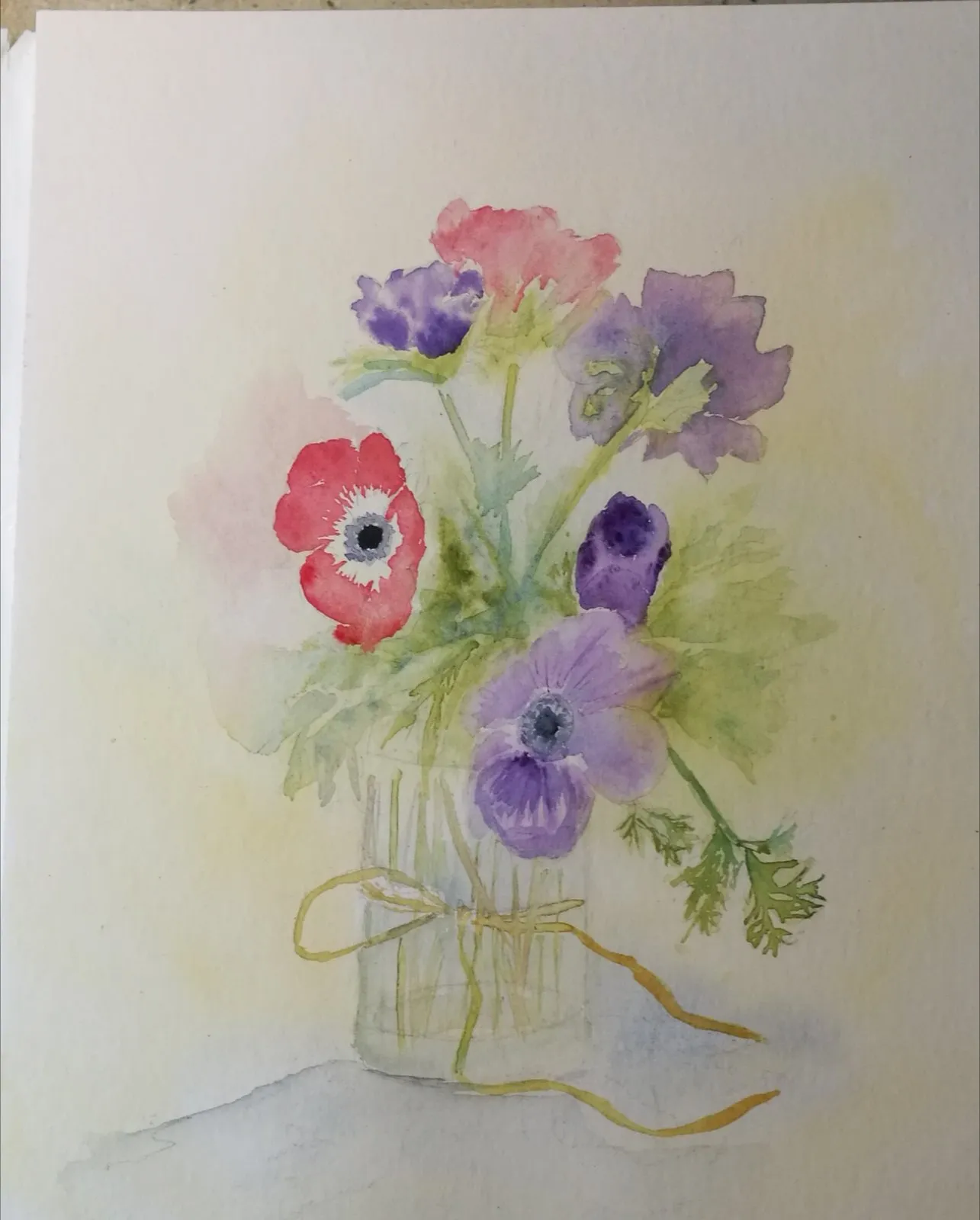Anémones, aquarelle de Béhenne