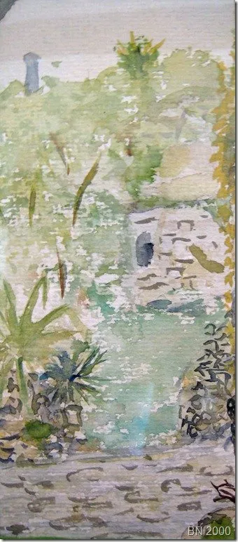 Balade dans le sud, à ezes, aquarelle de Béhenne