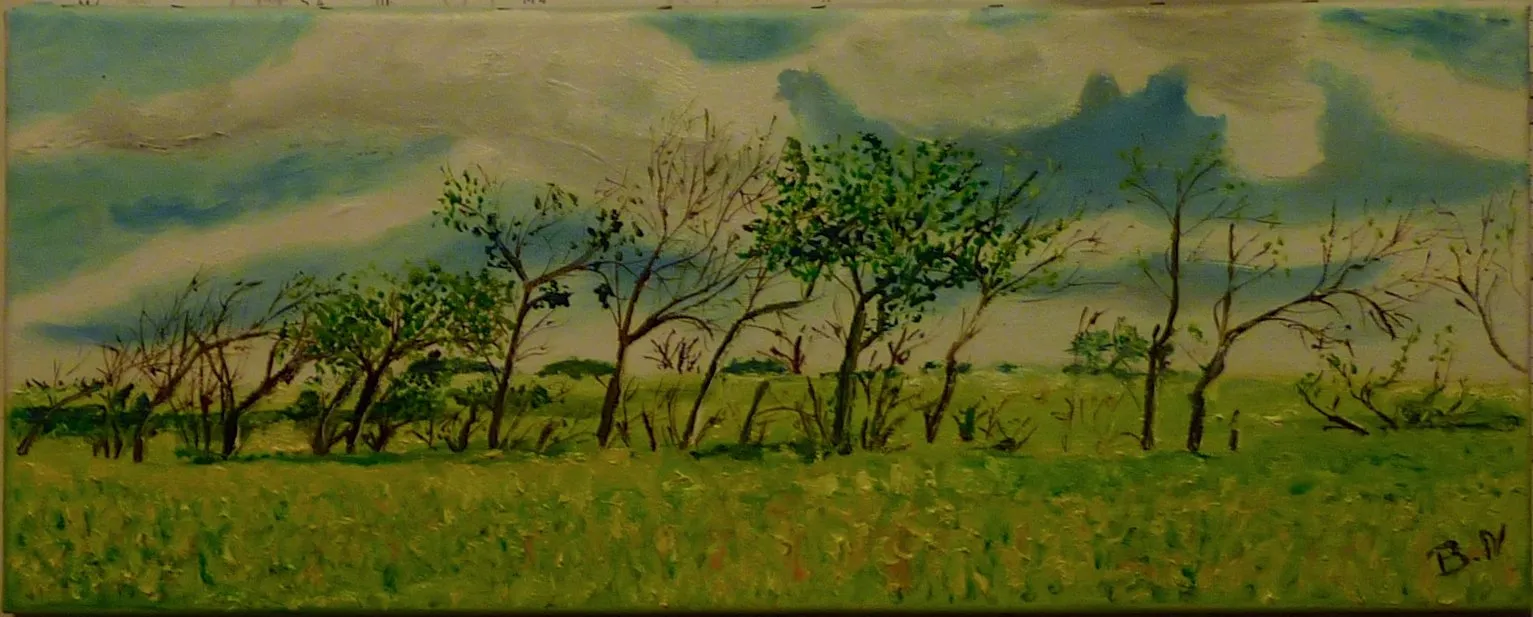 Balade en Normandie, au printemps, huile de Béhenne