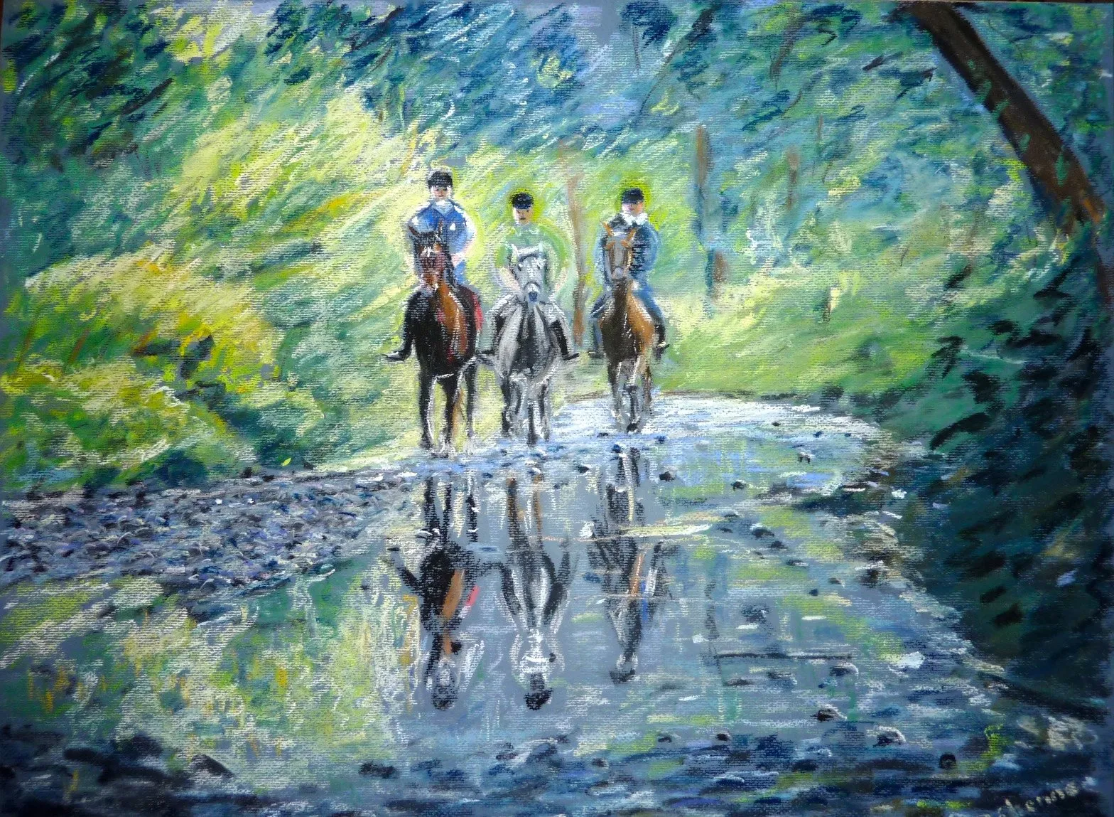 Ballade forestière, pastel de Béhenne