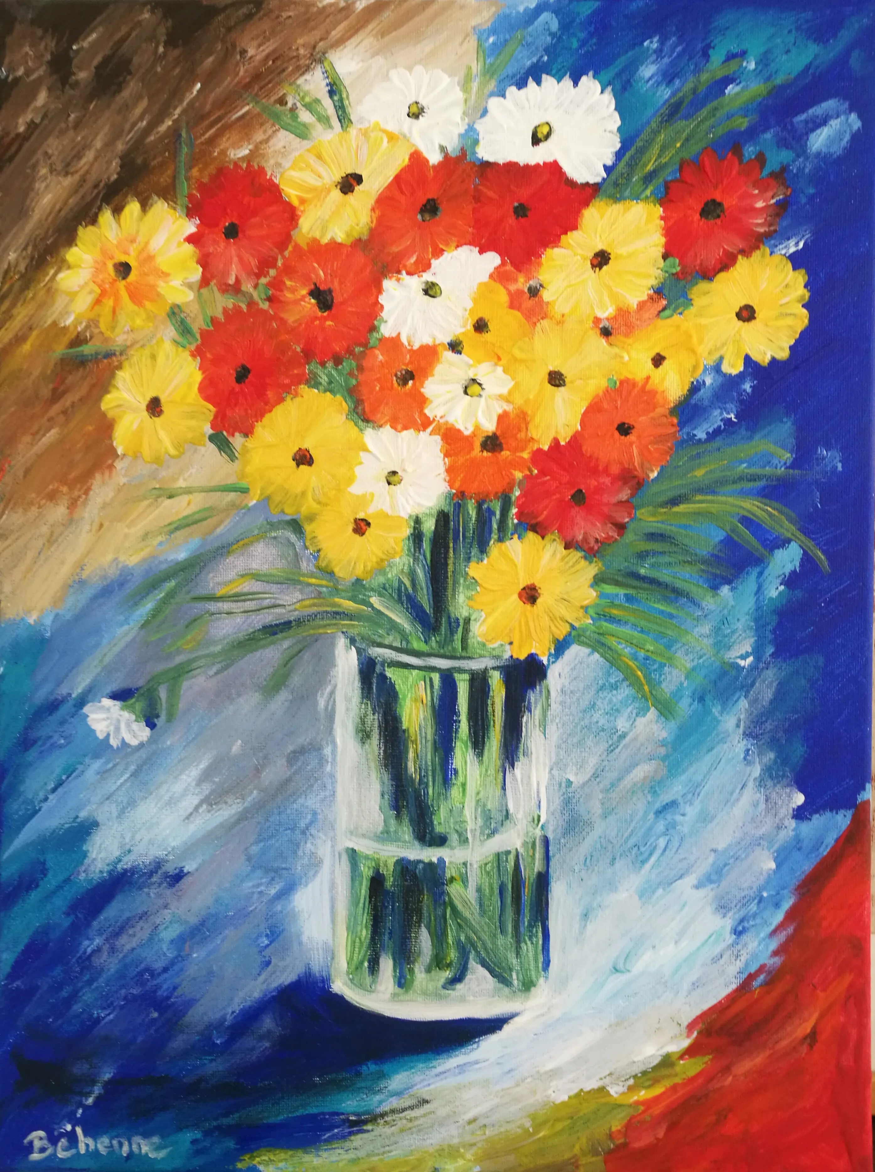 Bouquet coloré, acrylique de Béhenne
