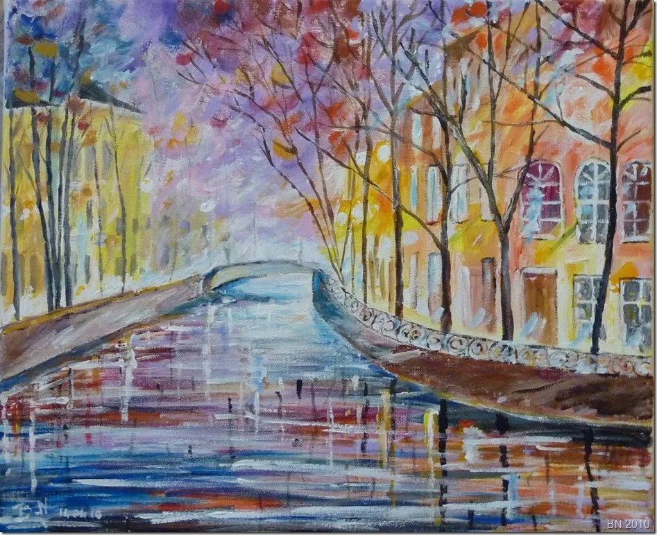 Brumes matinales, acrylique de Béhenne