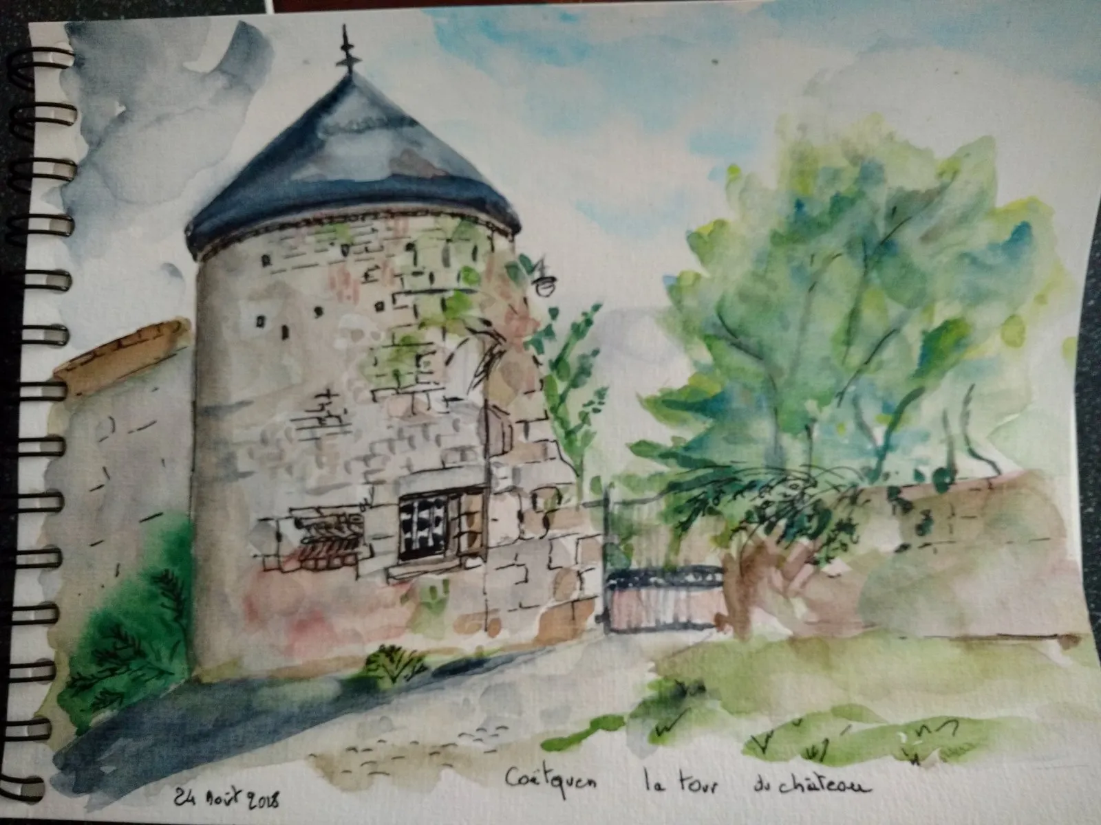 Château de Coëtquen, aquarelle de Béhenne