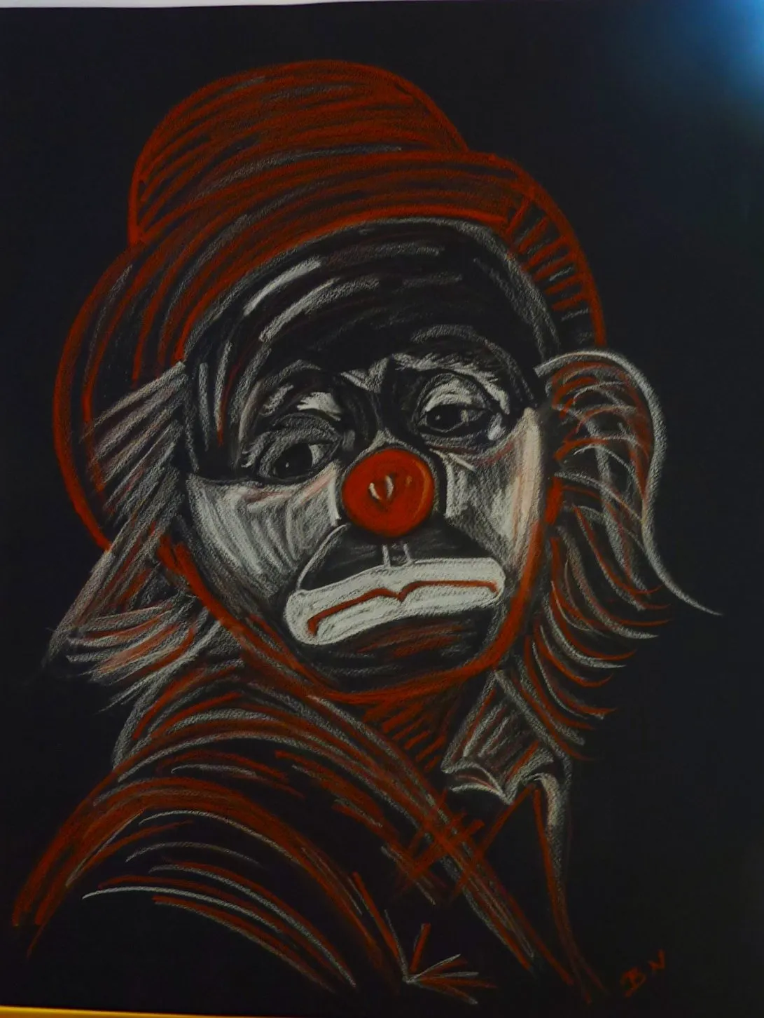 Clown triste, pastel de Béhenne