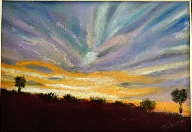 Coucher de soleil, pastel de Béhenne