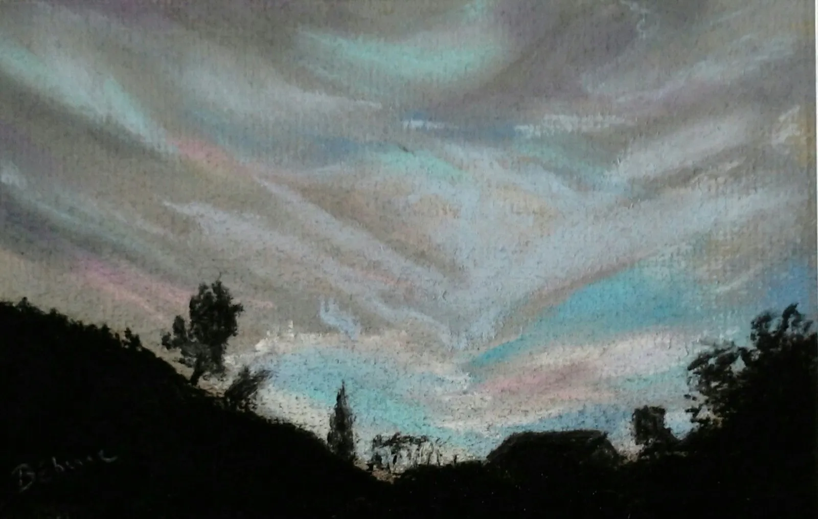 Coucher de soleil (3), pastel de Béhenne