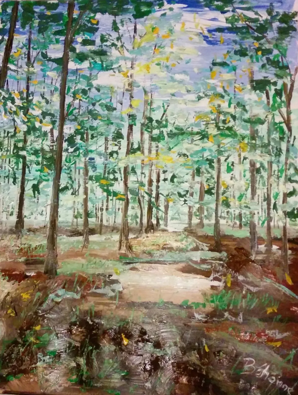 En revenant de la forêt, acrylique de Béhenne