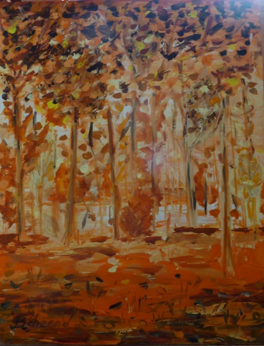 Foret orange, acrylique de Béhenne
