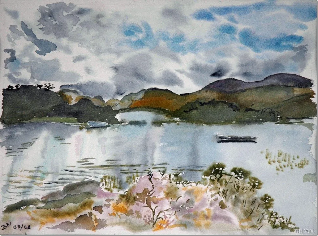 Irlande, ô ton ciel, aquarelle de Béhenne