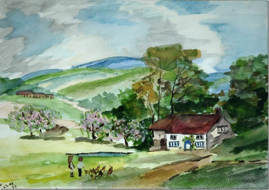 La campagne est belle, aquarelle de Béhenne