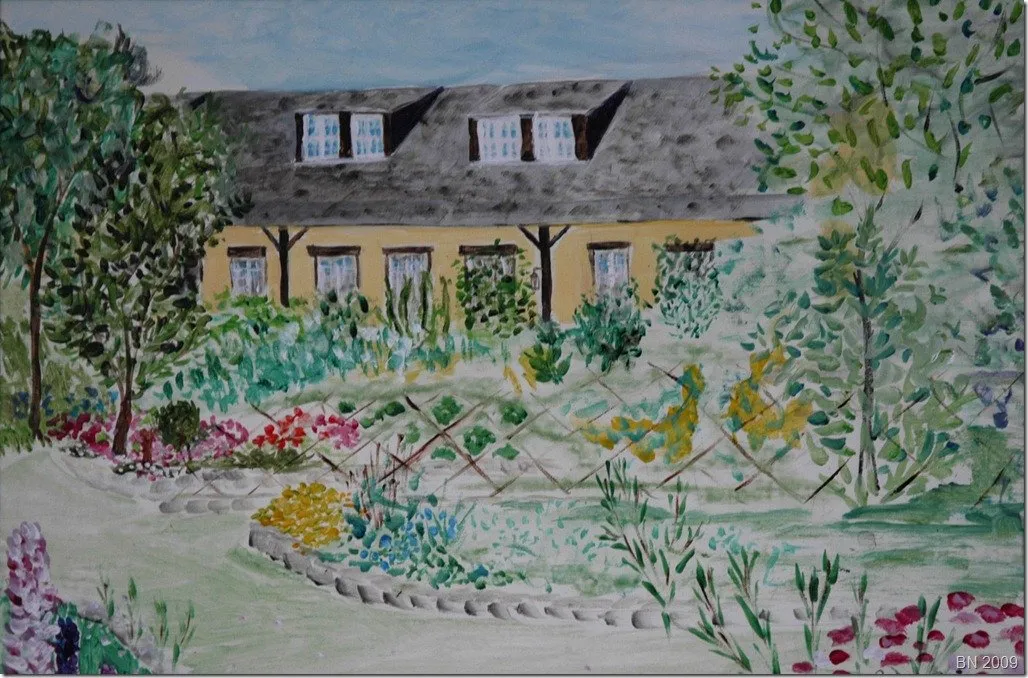 La maison au bout du jardin, acrylique de Béhenne