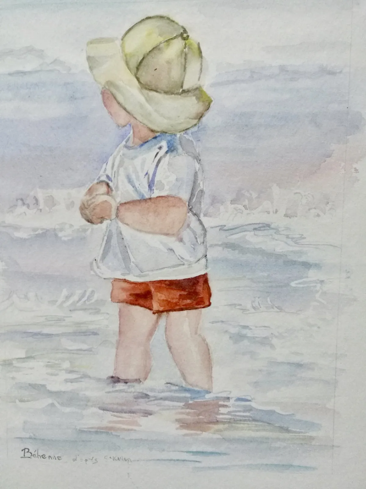 La mer m'éclabousse, aquarelle de Béhenne