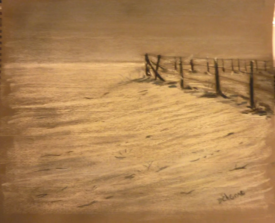La neige dans les champs, pastel de Béhenne