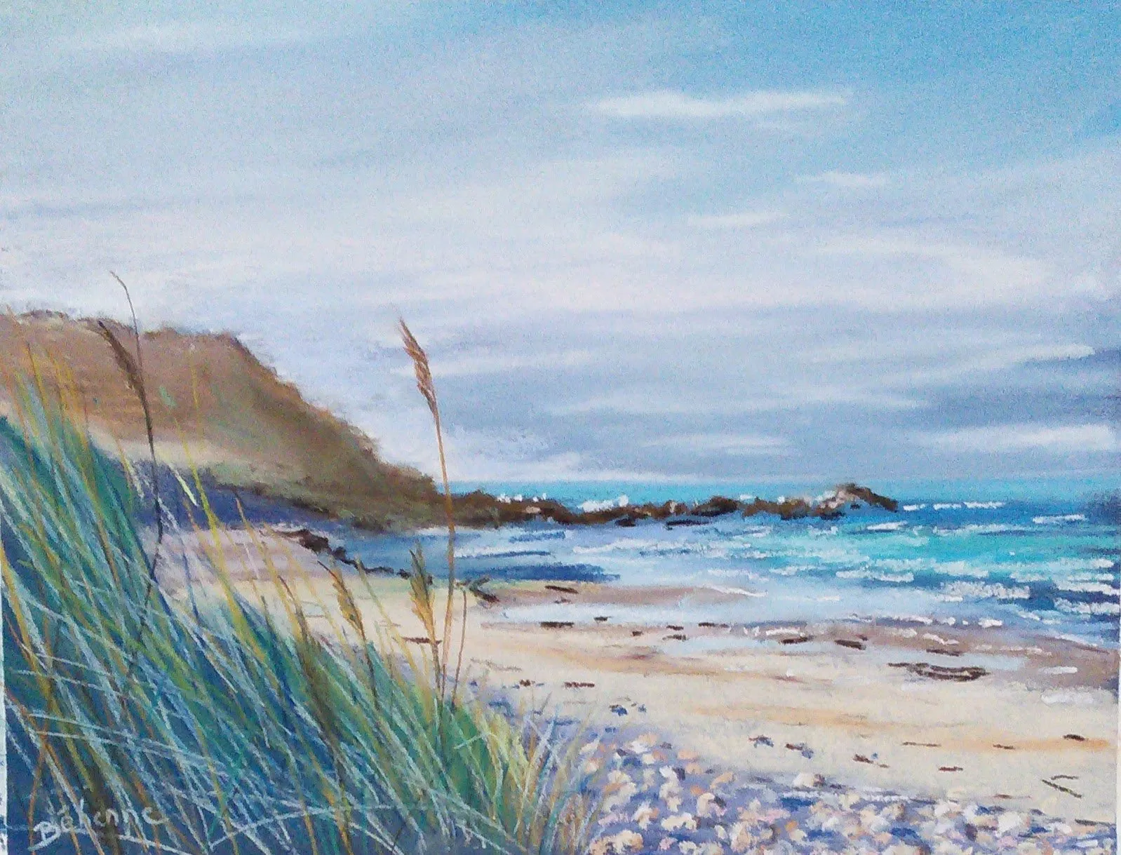 La plage, pastel de Béhenne