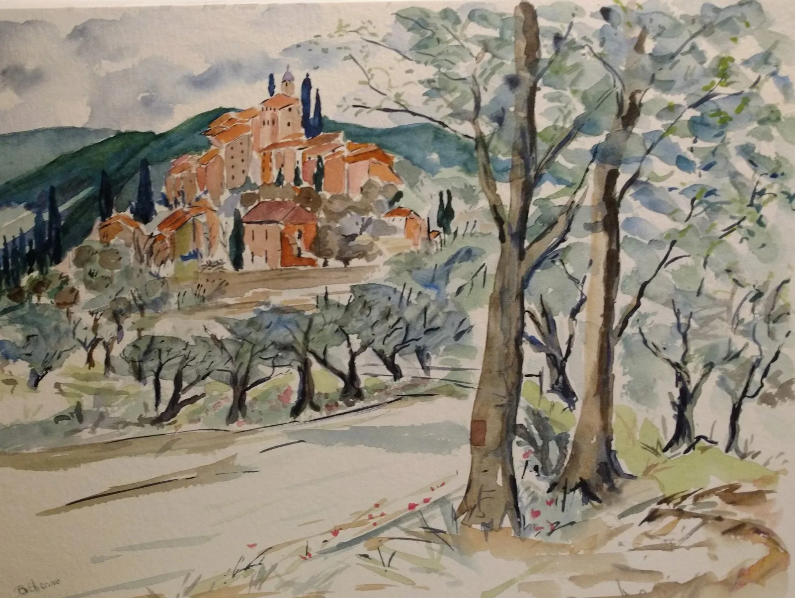La roquette sur var, aquarelle de Béhenne