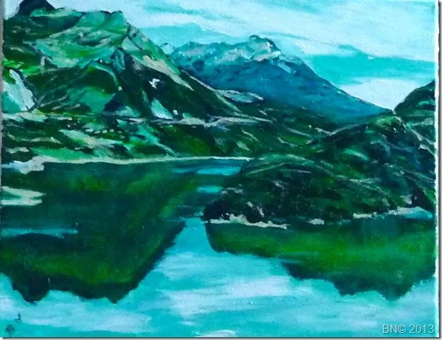 La route napoléon et le lac du sautet, acrylique de Béhenne