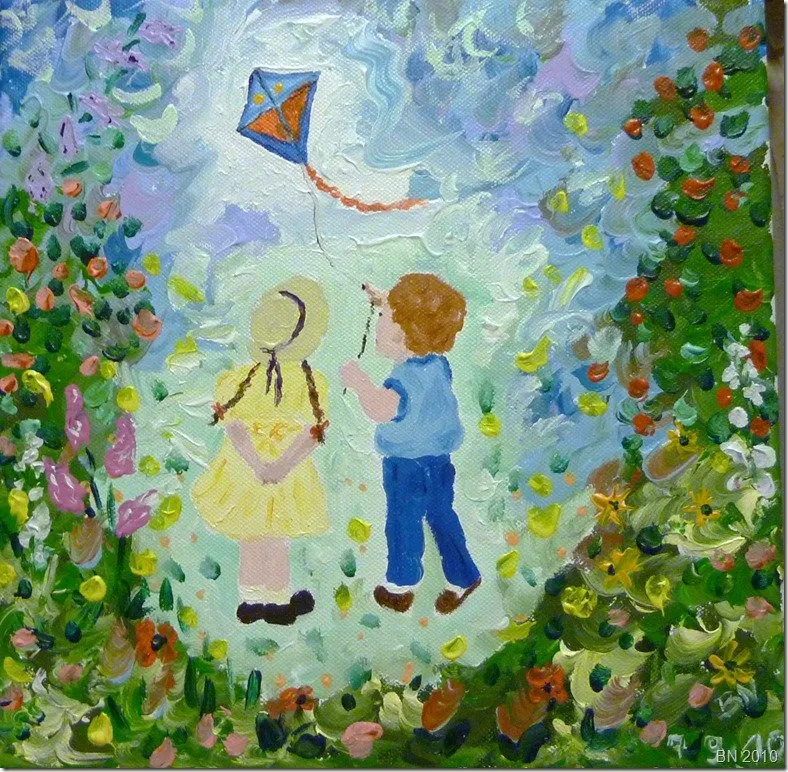 Le cerf-volant, acrylique de Béhenne