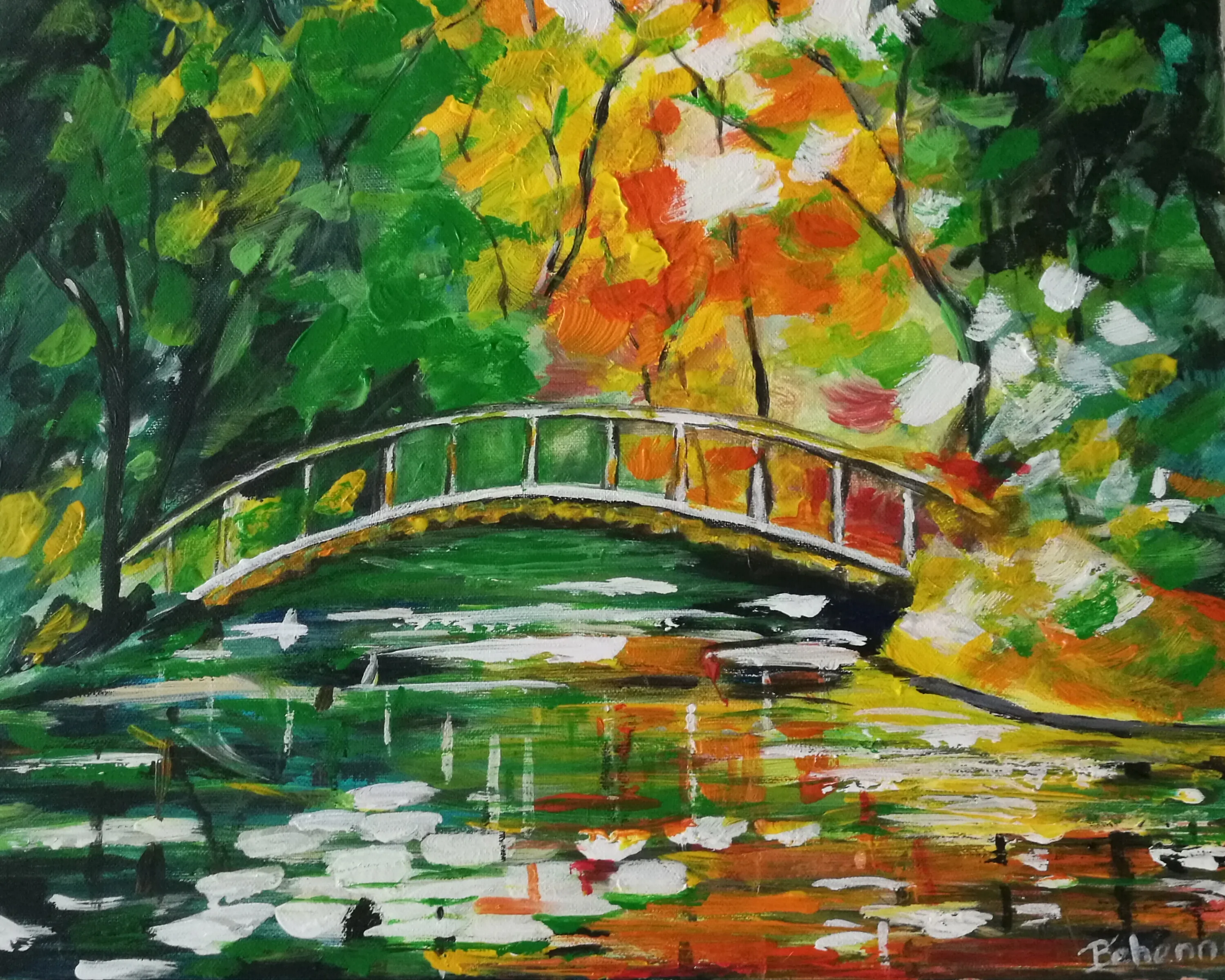 Le petit pont, acrylique de Béhenne