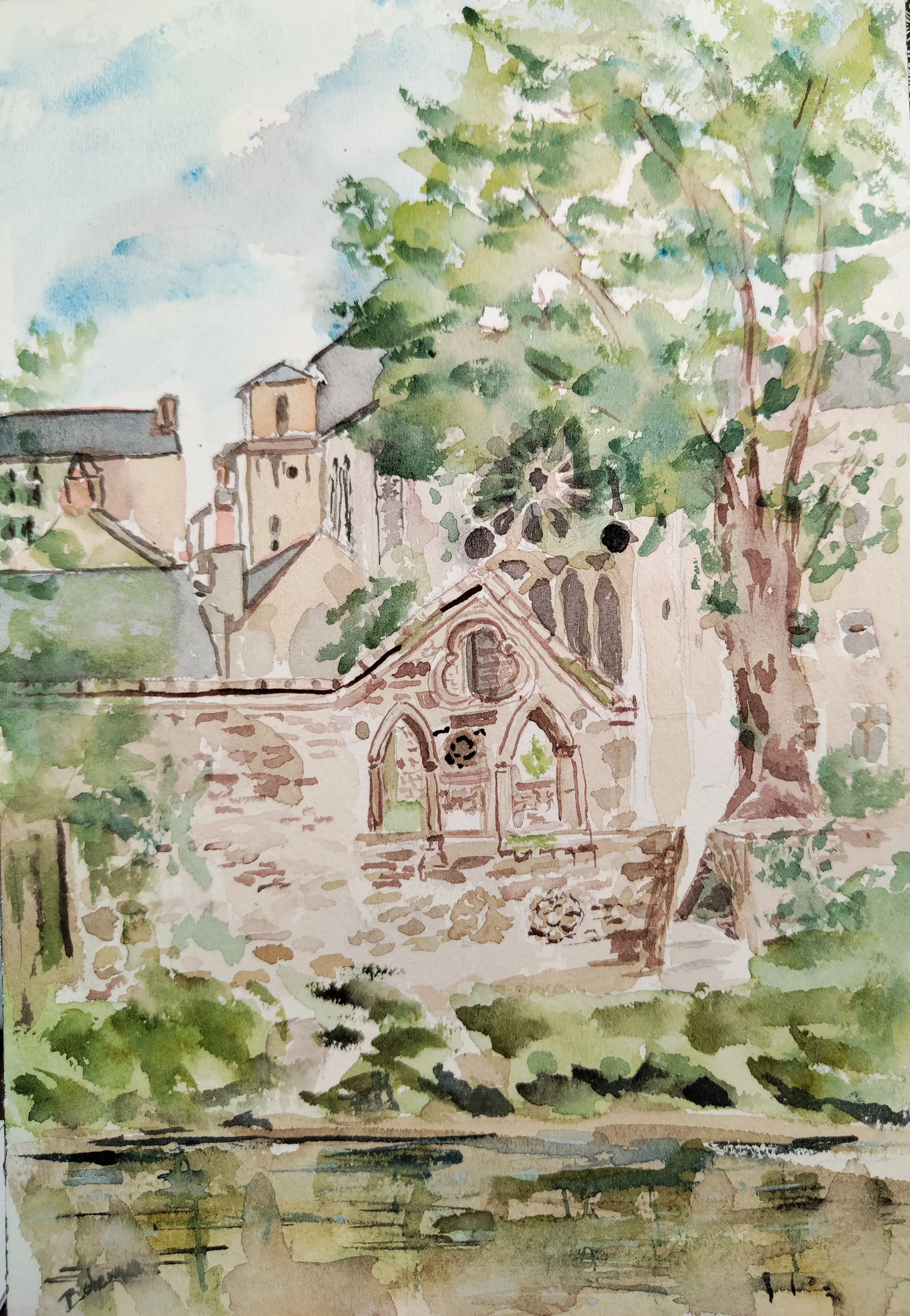 Léhon, aquarelle de Béhenne