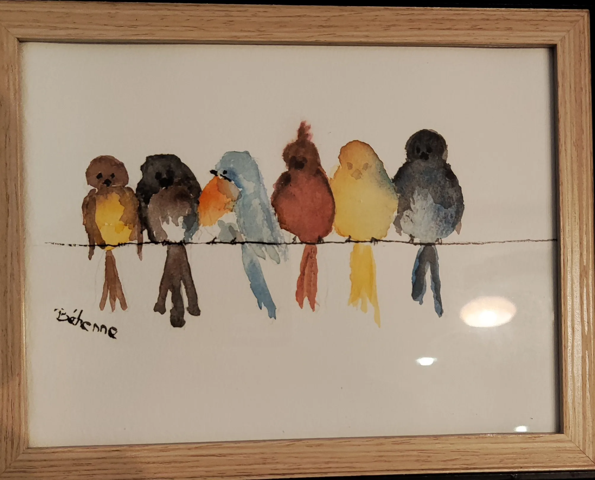 Les oiseaux, aquarelle de Béhenne