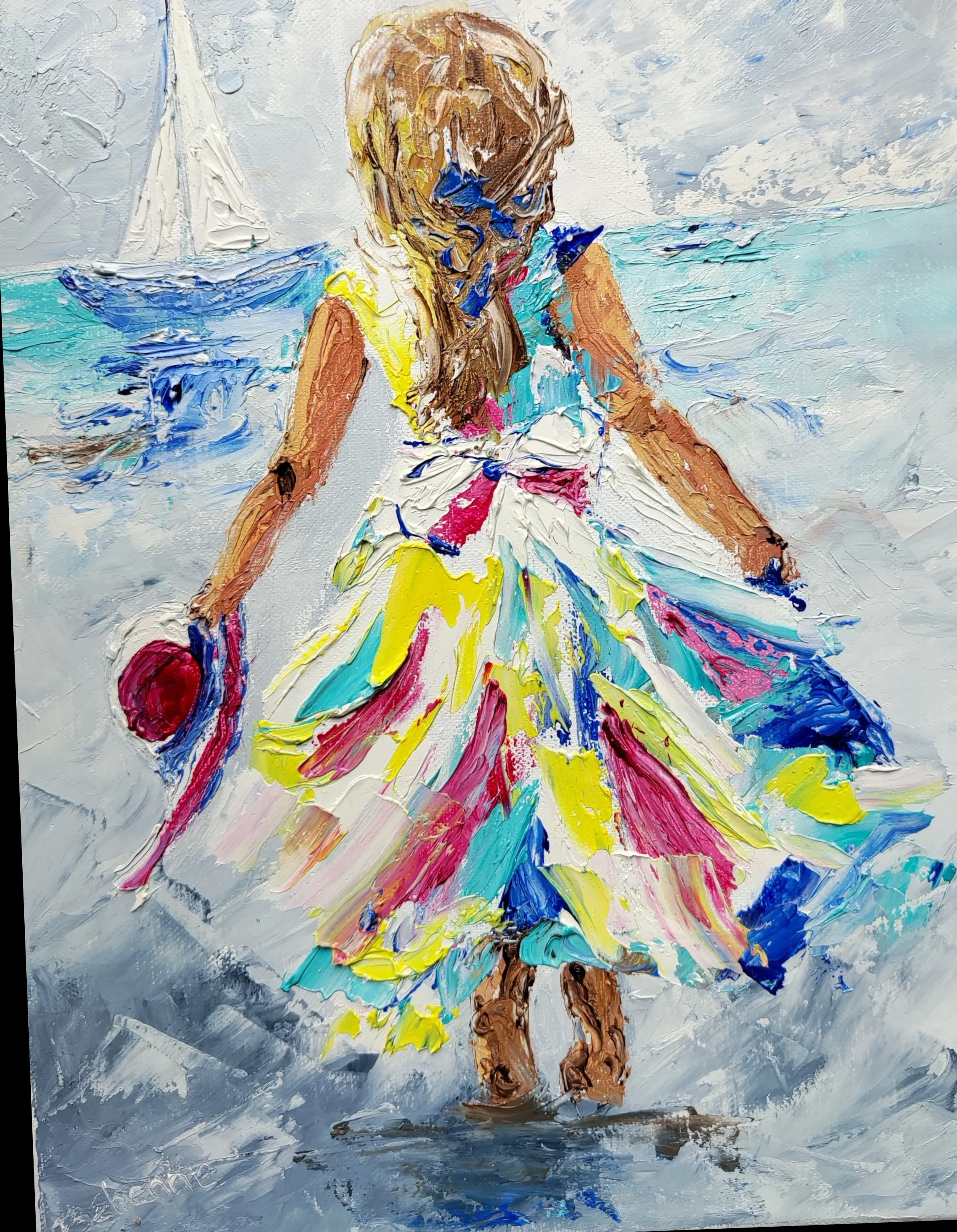 Les pieds dans l'eau, huile de Béhenne