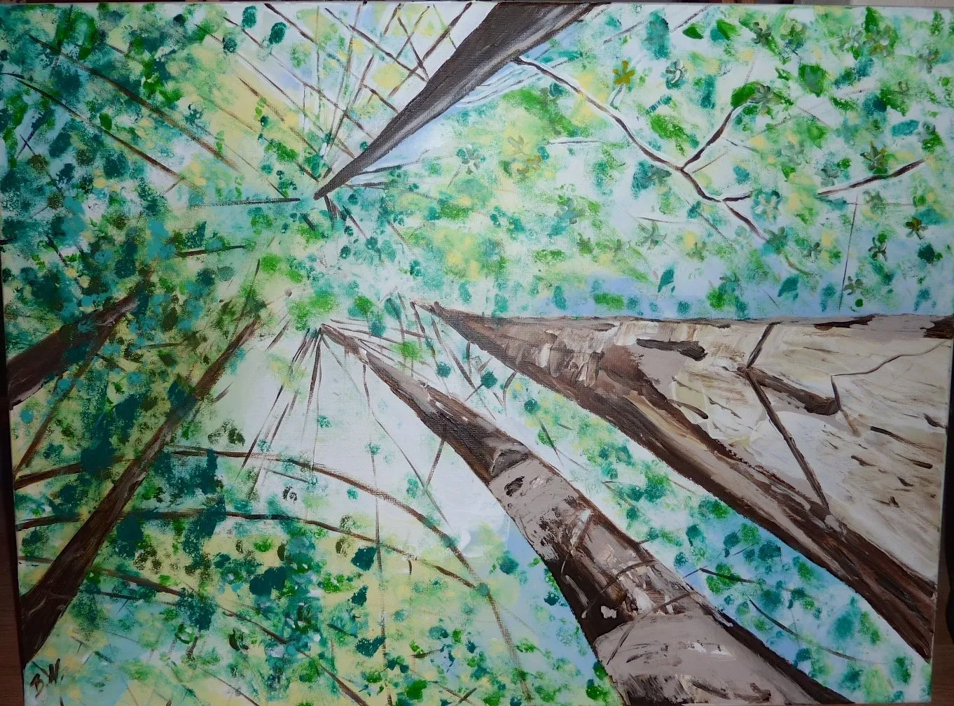 Les sequoias, acrylique de Béhenne