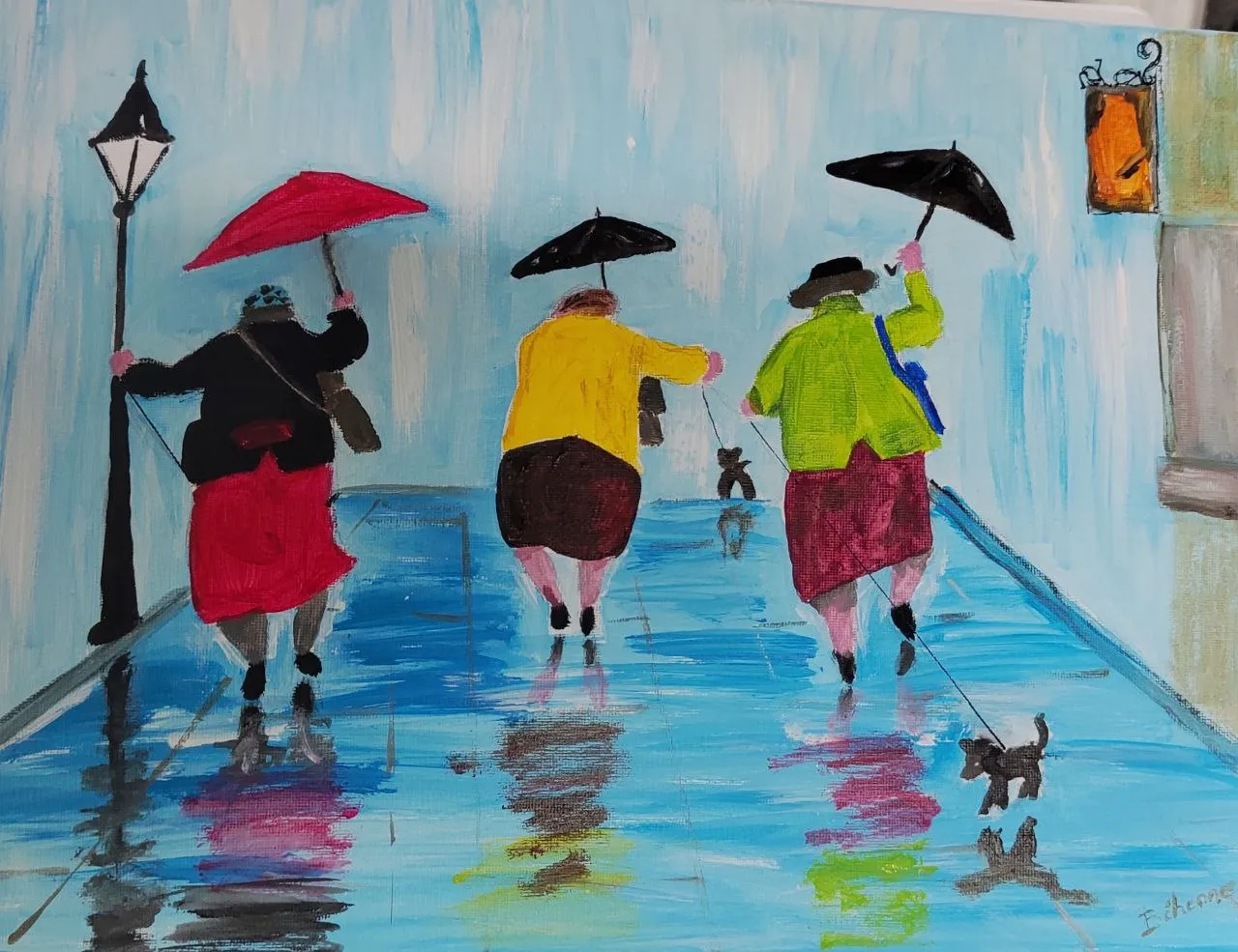 Les triplettes, acrylique de Béhenne