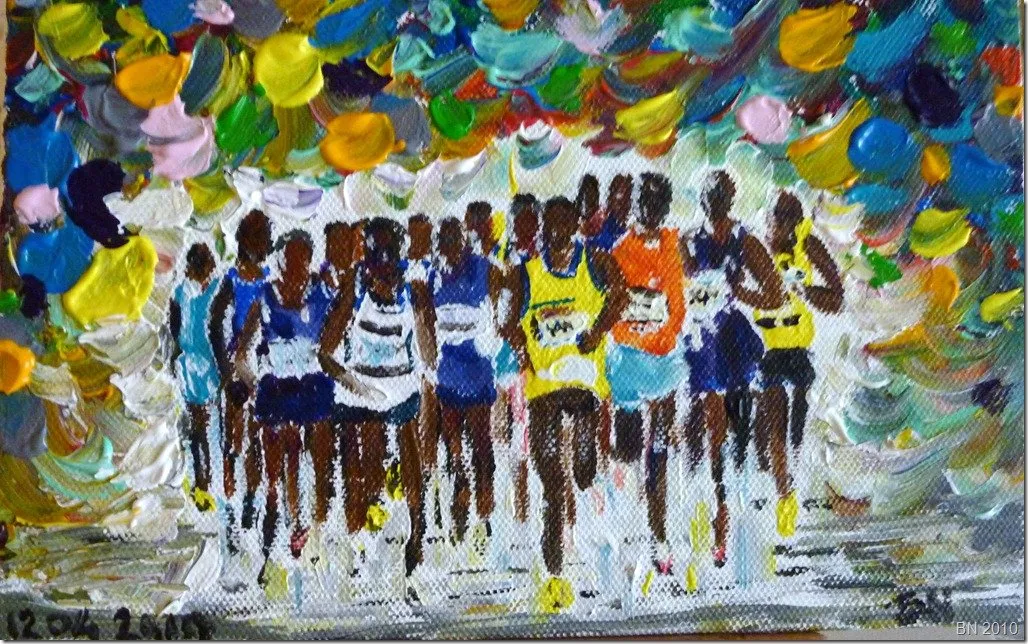 Marathon de paris, acrylique de Béhenne