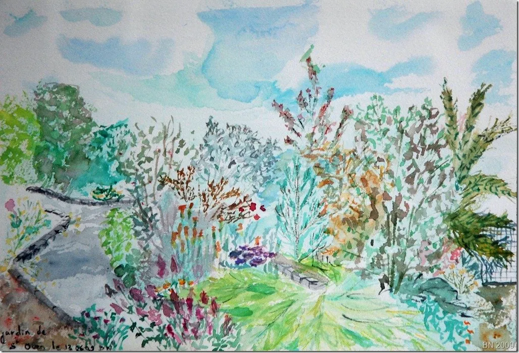 Mon jardin, aquarelle de Béhenne