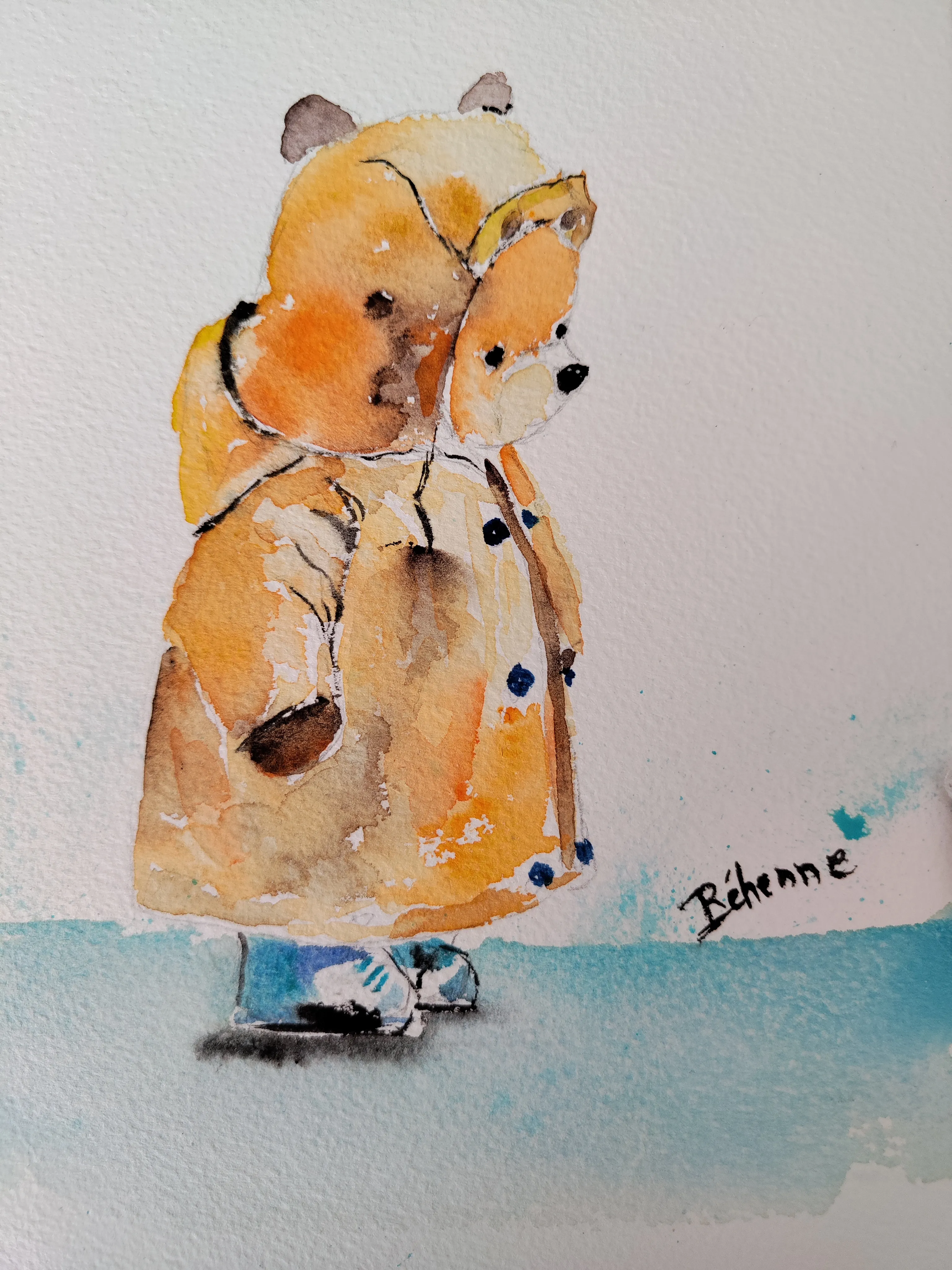 Nounours breton, aquarelle de Béhenne