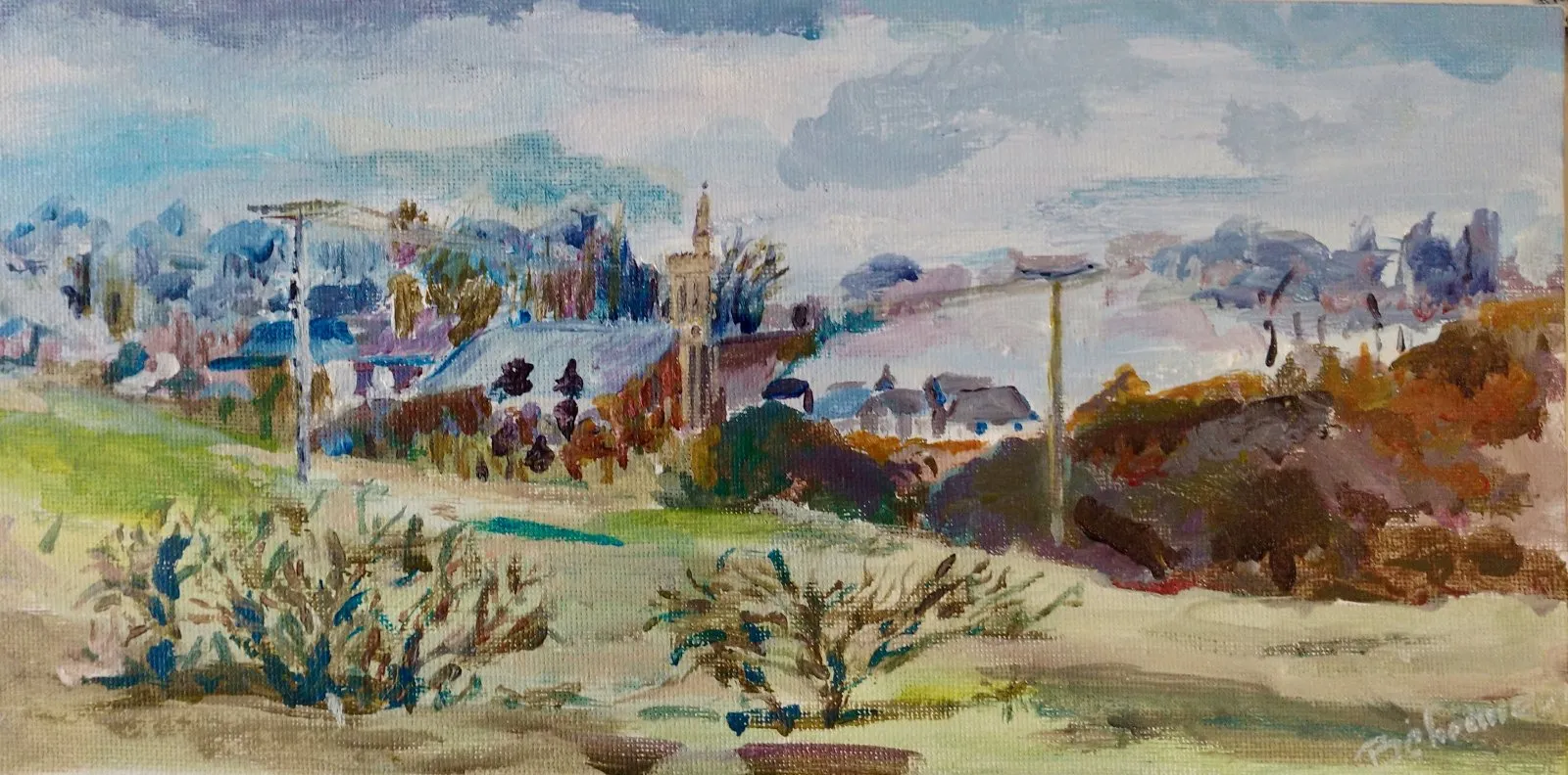 Paysage de bretagne, acrylique de Béhenne