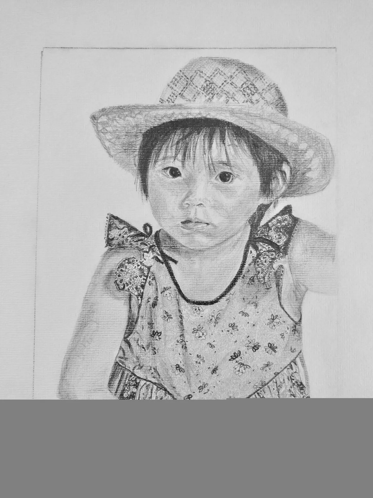 Petite fille au chapeau, dessin de Béhenne