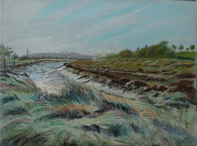 Promenade le long de l'arguenon en octobre, pastel de Béhenne