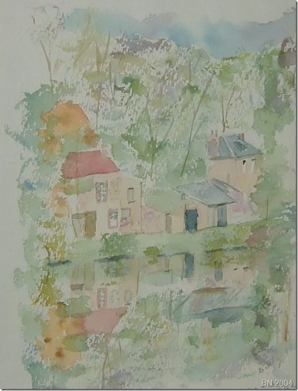 Reflets en bord de rance, aquarelle de Béhenne