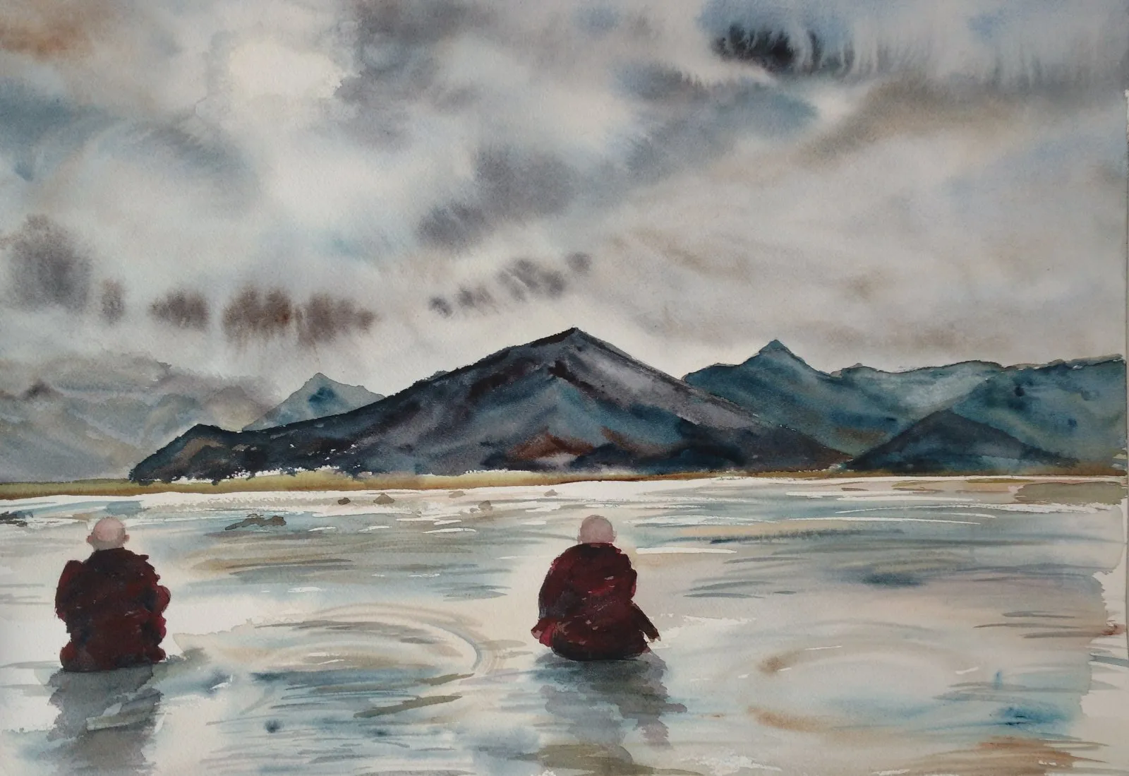 Réflexion, aquarelle de Béhenne