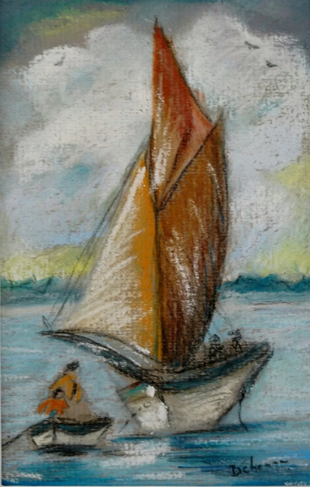 Retour de pêche, pastel de Béhenne