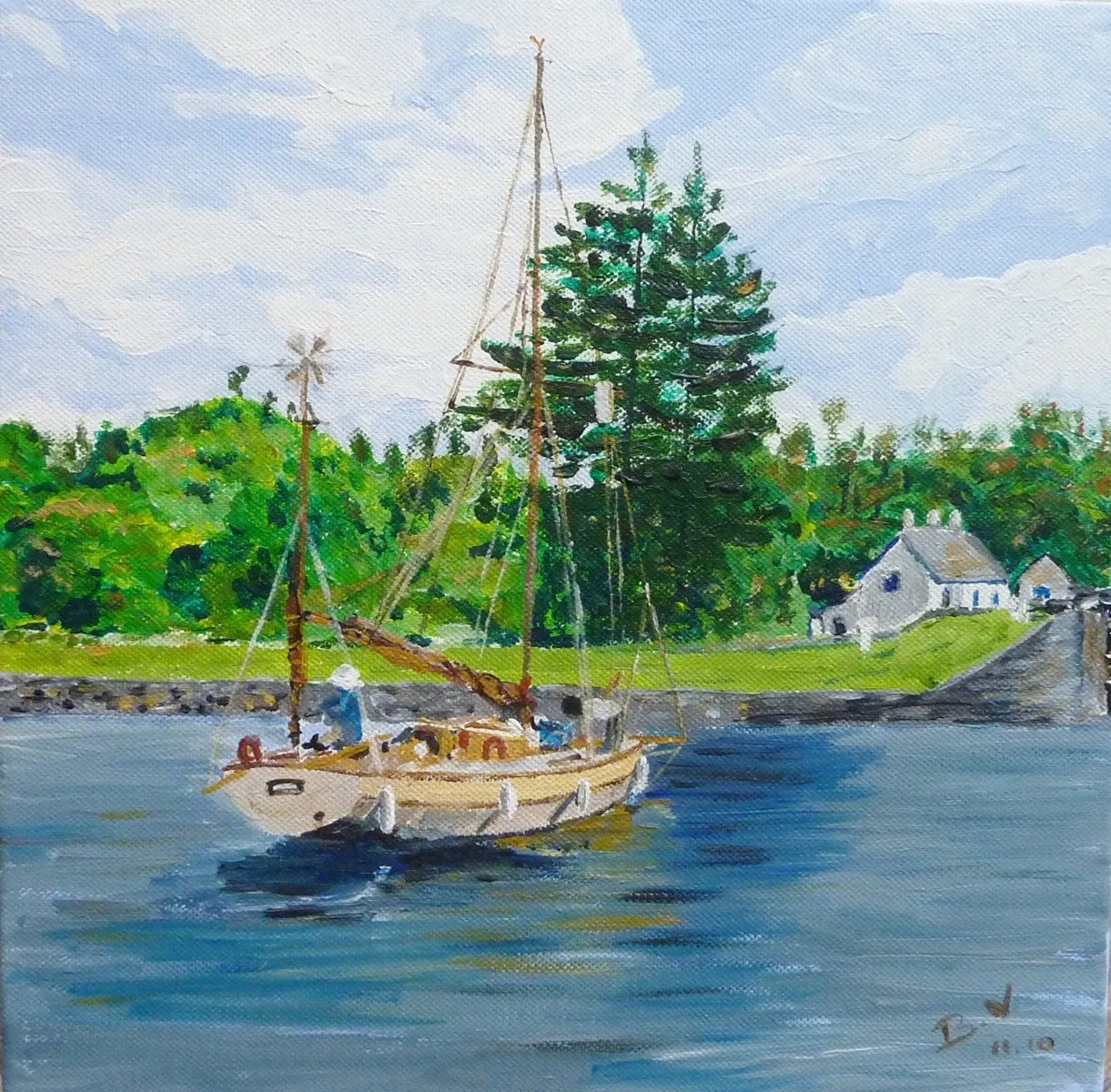 Retour du pêcheur, acrylique de Béhenne