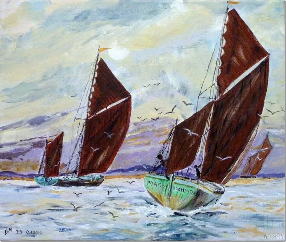 Régate de vieux gréements, acrylique de Béhenne