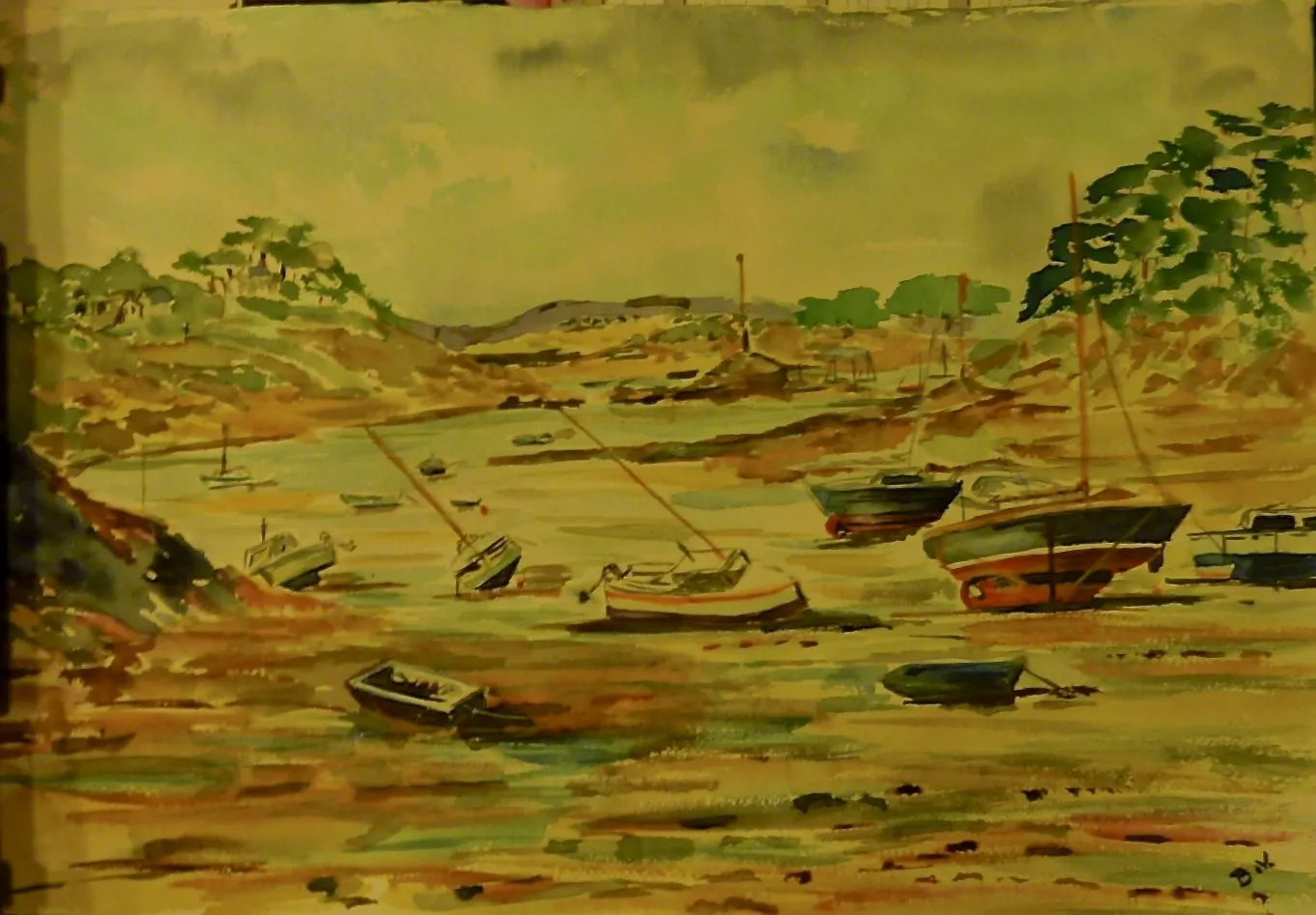 Saint briac à marée basse, aquarelle de Béhenne