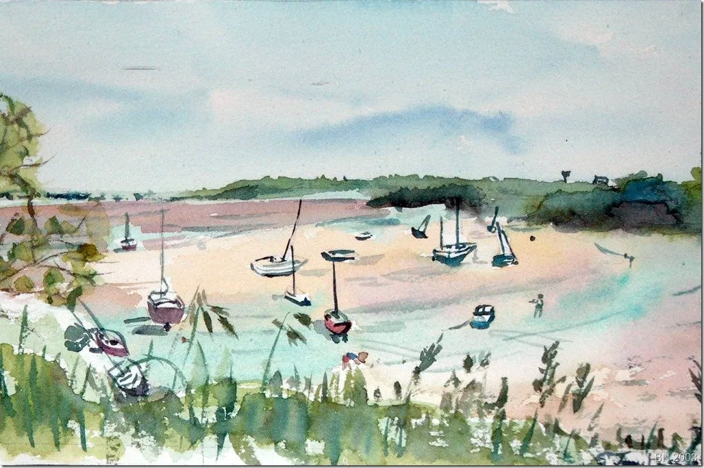 Saint jacut, la grève, aquarelle de Béhenne