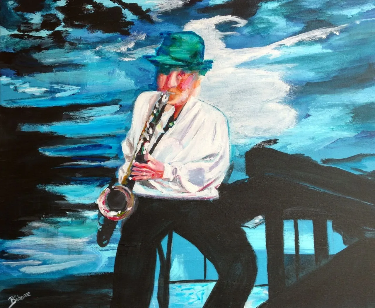 Sax man, acrylique de Béhenne