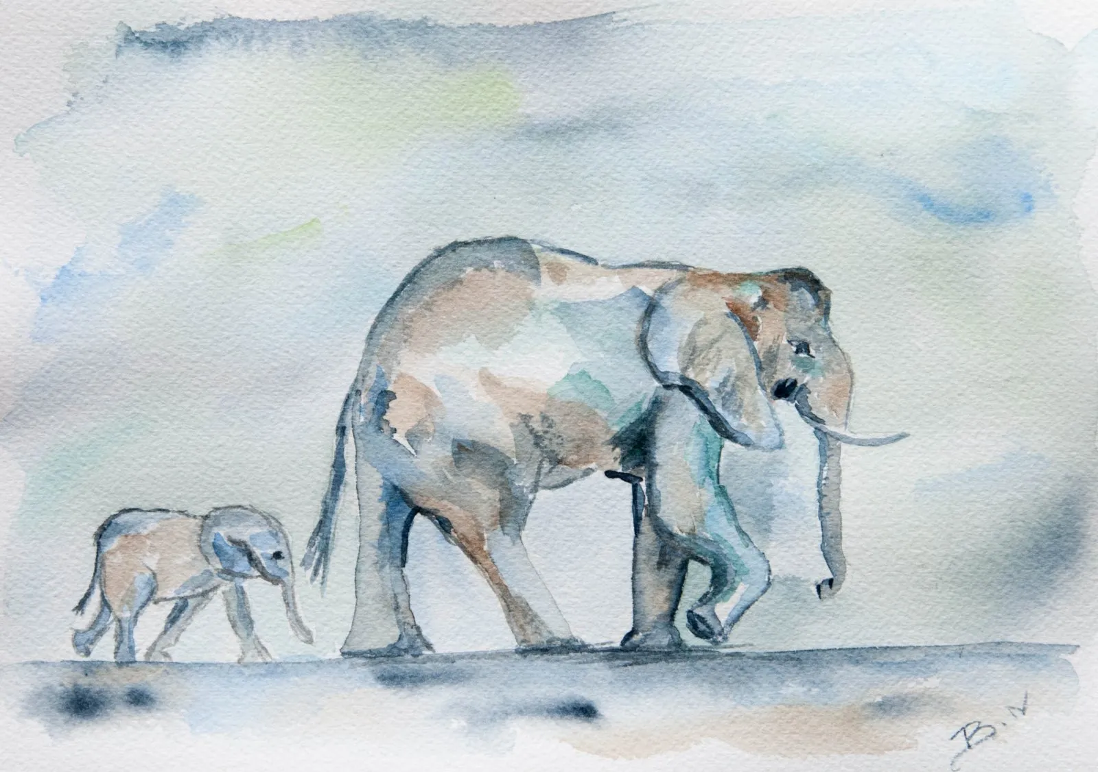 Un éléphant ça trompe énormément, aquarelle de Béhenne